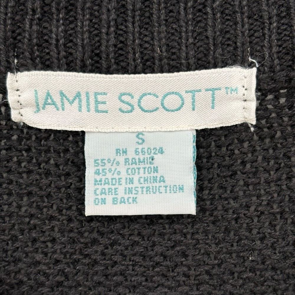 Jamie Scott Vintage Floral Embroidered Crew Neck Cropped Sweater Small Black NWT - Picture 3 of 7